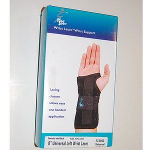 NEW Med Spec Large Left Hand Suede Wrist Lacer 8" Black Wrist Brace New in Box